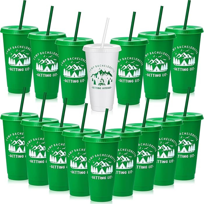 Tessco 16 Pcs Bridesmaid Cups 24 oz Plastic Cups | Amazon (US)