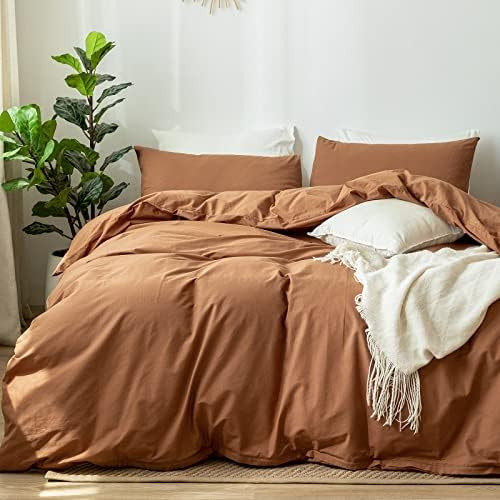 MooMee Bedding Duvet Cover Set 100% Washed Cotton Linen Like Textured Breathable Durable Soft Comfy  | Amazon (US)