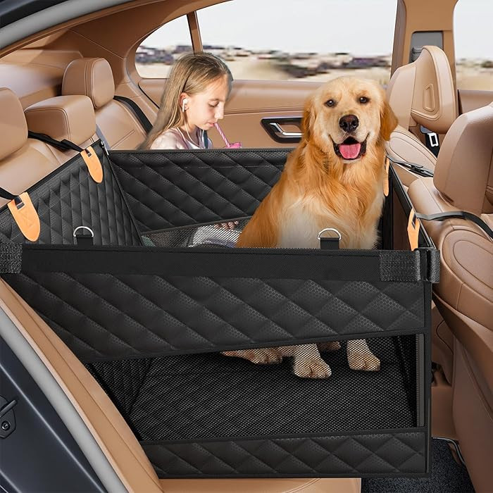 Large Dog Car Seat, Back Seat Extender for Dogs with 3 Mesh Windows, Waterproof Medium Carseat fo... | Amazon (US)