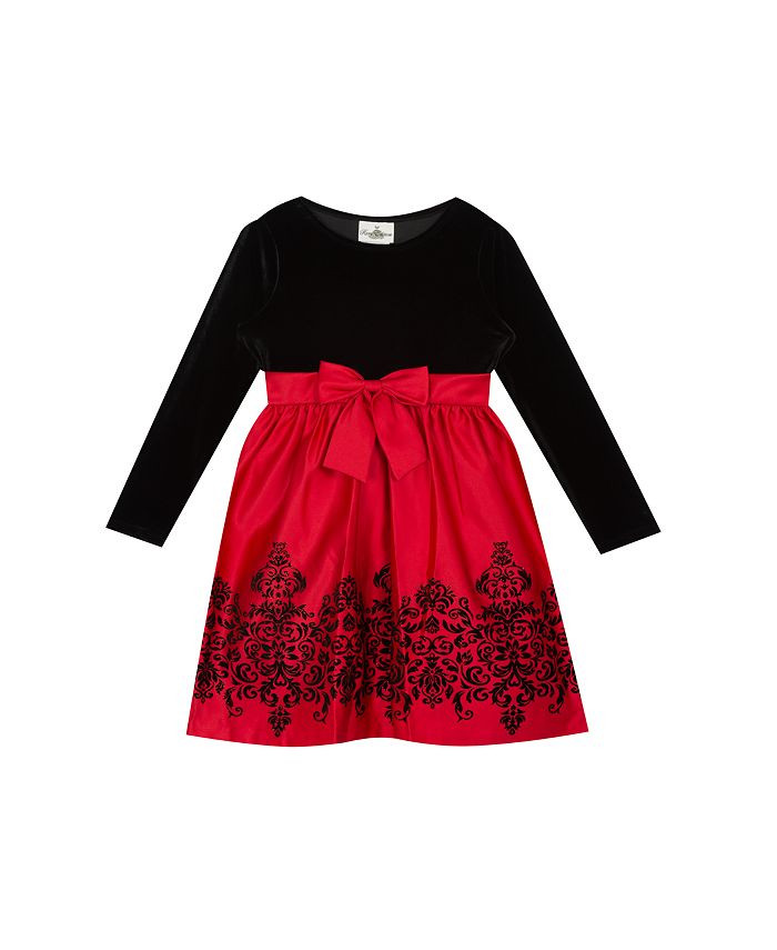 Rare Editions Toddler Girls Velvet Bodice to Flocking Satin Skirt & Reviews - Dresses - Kids - Ma... | Macys (US)
