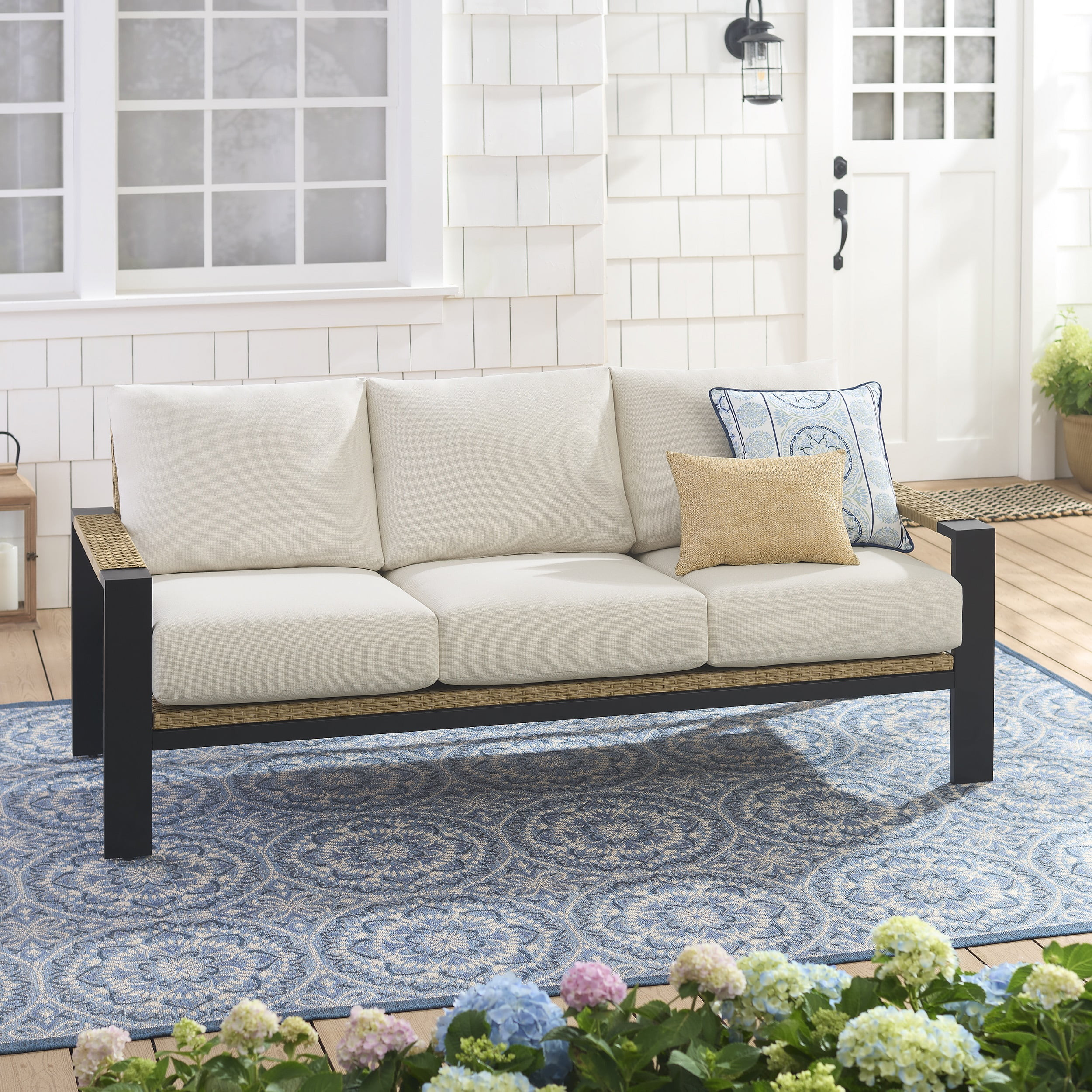 Better Homes & Gardens Ventura Outdoor Wicker Sofa, Beige | Walmart (US)