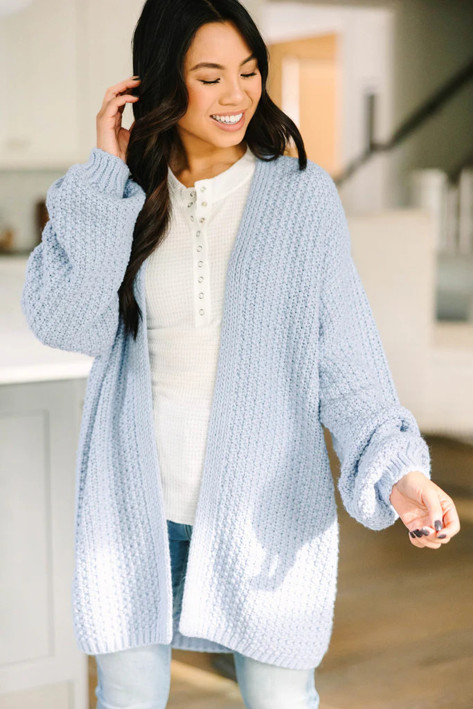 Face The Day Light Blue Cardigan | The Mint Julep Boutique