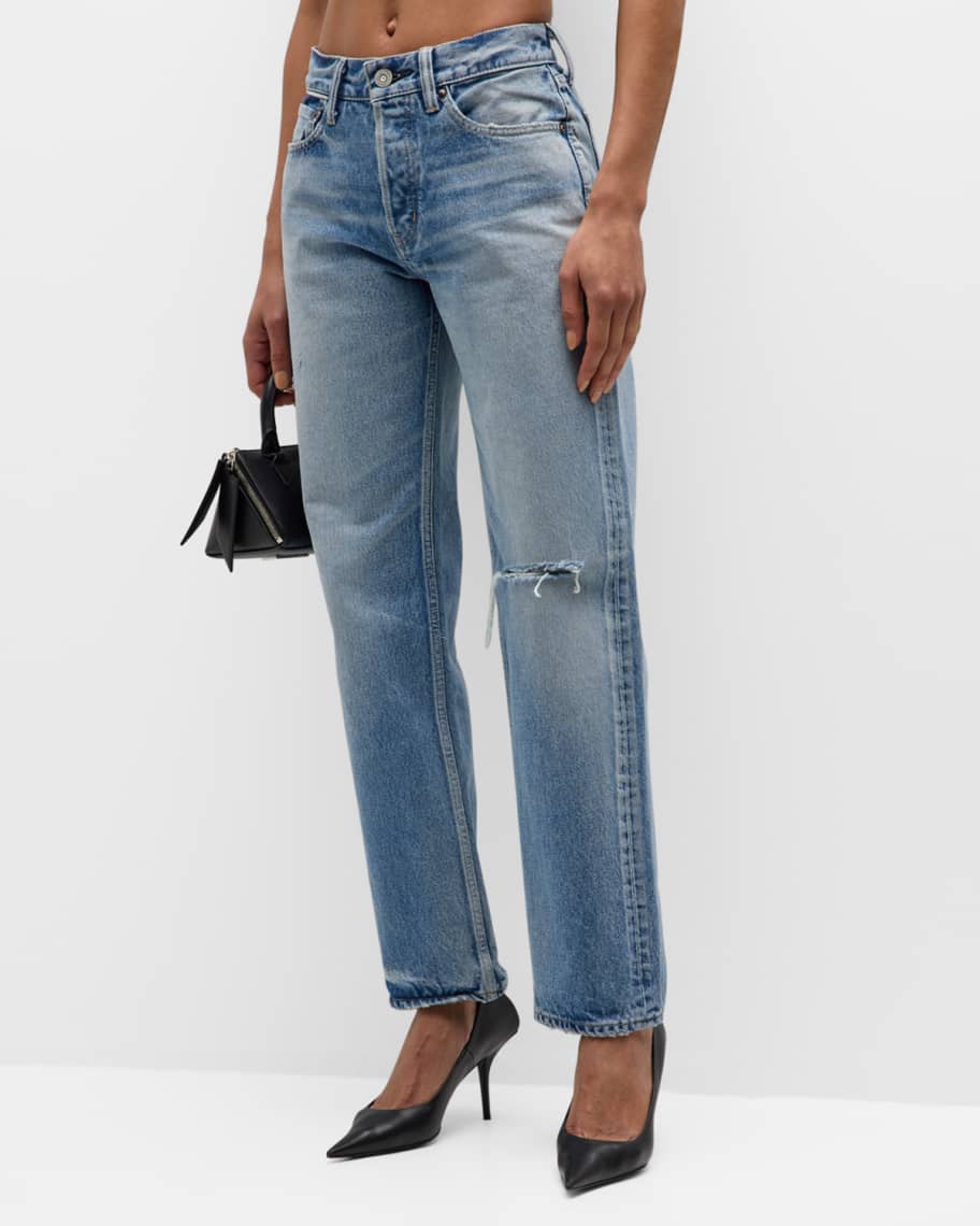 Ballard Wide Straight Mid-Rise Jeans | Neiman Marcus