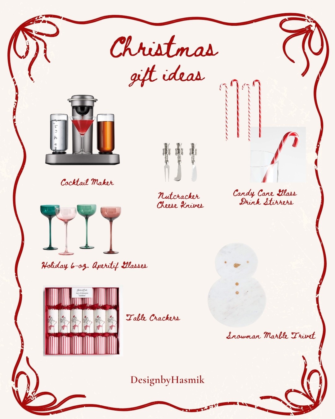 ✨🎄 Christmas Gift Ideas You’ll Love! 🎄✨

It’s officially the season of giving — and I’ve rounded up some chic, festive, and practical holiday gifts that will make anyone’s Christmas morning extra special! Whether you’re shopping for friends, family, or even yourself (because self-gifting is totally allowed 😉), these finds are perfect for adding a touch of holiday cheer.

🍸 Cocktail Maker – The ultimate gift for the home entertainer! Mix up festive drinks with ease and impress guests all season long.

🧀 Nutcracker Cheese Knives – A charming and functional addition to any holiday charcuterie board. Perfect for holiday hosting or a thoughtful hostess gift!

🍬 Candy Cane Glass Drink Stirrers – Add a whimsical touch to your holiday cocktails, cocoa, or mocktails. These are such a cute bar cart essential!

🍷 Holiday 6-oz Aperitif Glasses – Elegant, colorful, and perfect for serving up your favorite holiday beverages. Ideal for Christmas parties or cozy nights in.

🎁 Table Crackers – No Christmas table is complete without festive crackers! These add a touch of tradition and fun to every holiday dinner.

⛄️ Snowman Marble Trivet – Functional and adorable. Use it to protect your countertops while keeping your Christmas decor cohesive and stylish.

These pieces are a mix of elegance, fun, and functionality — perfect for anyone who loves entertaining or decorating for the holidays. Shop all these festive finds directly from my LTK and make your Christmas gifting stress-free and stylish!

#ChristmasGiftGuide #HolidayGiftIdeas #HolidayDecor #ChristmasEntertaining #GiftInspo #ChristmasBarCart #Christmasdecoration #christmasDecor
Christmas decoration Christmas Decor#HolidayHosting #FestiveFinds #HomeGiftIdeas #LTKFinds #GiftIdeasForHer #DesignbyHasmik
 

#LTKGiftGuide #LTKSeasonal #LTKHome #LTKHoliday