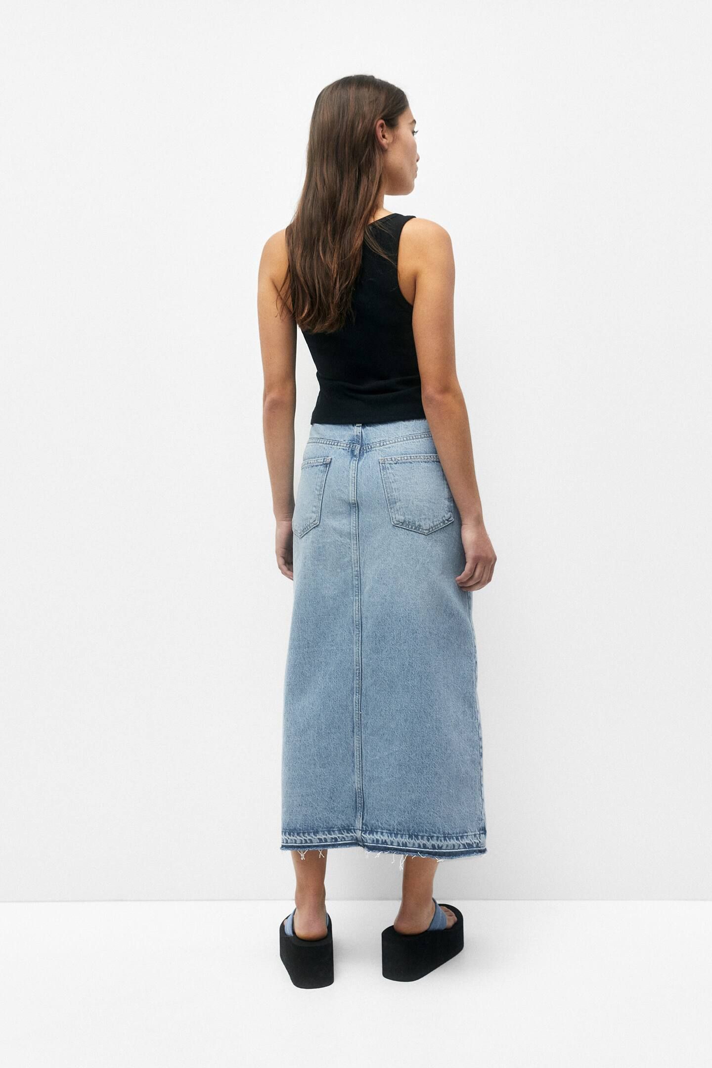 Long denim skirt | PULL and BEAR UK