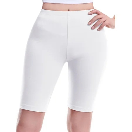 Made by Olivia Women s Basic Solid Cotton Active Yoga Biker Shorts | Walmart (US)