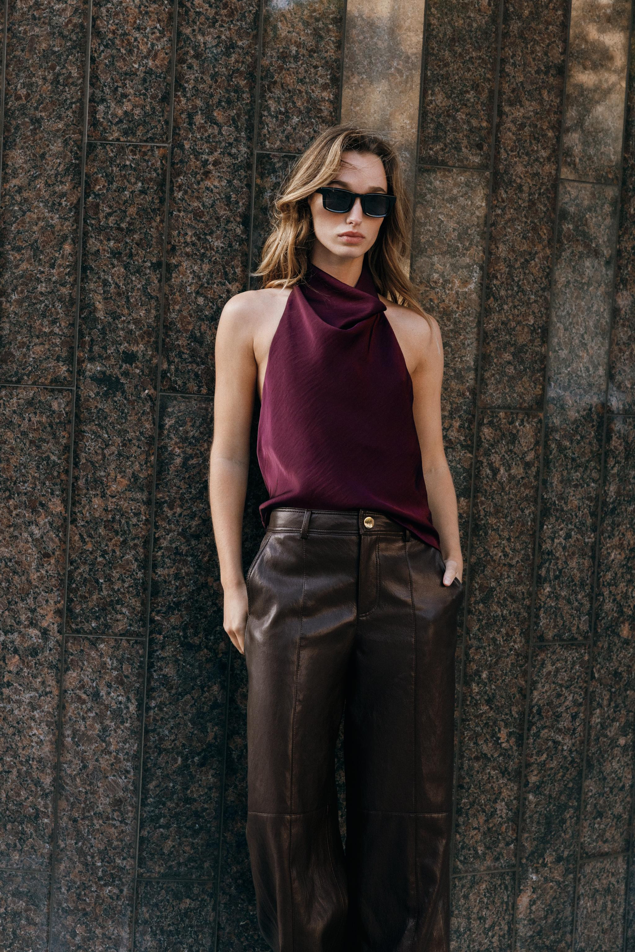 SATIN EFFECT HALTER TOP | Zara US