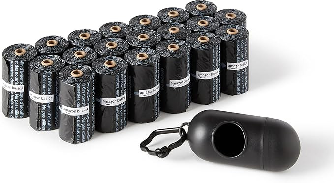 Amazon Basics Dog Poop Leak Proof Bags with Dispenser and Leash Clip, Unscented, 13" x 9" Large S... | Amazon (US)