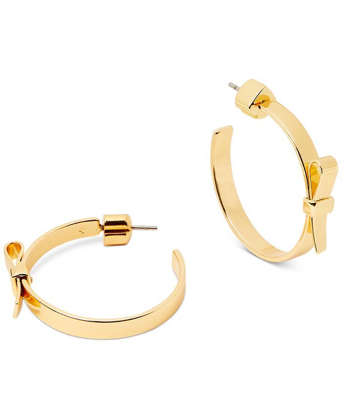 kate spade new york Gold-Tone Polished Bow Small Hoop Earrings, 1 | Macys (US)