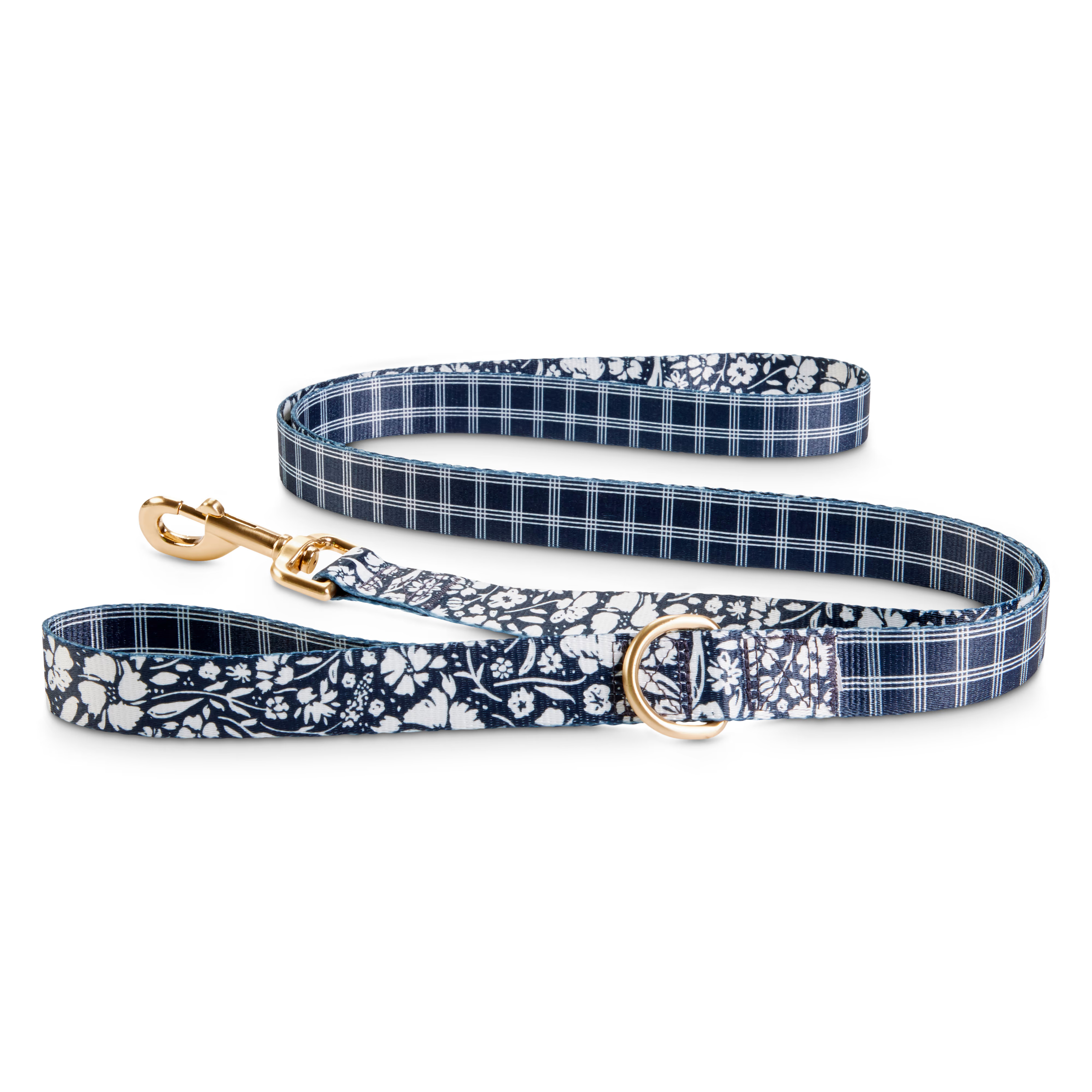 Bond & Co. Black & White Floral & Plaid Reversible Dog Leash, 6 ft. | Petco
