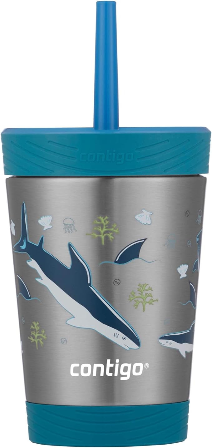 Contigo Spill-Proof Tumbler with Straw, 12 Ounce, Gummy & Sharks | Amazon (US)