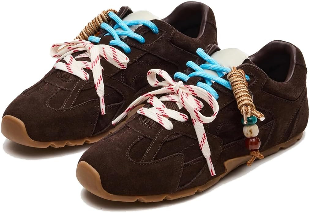 Wnshonzy Sneakers for Women Fashion Shoes Suede Leather Camel Casual Work School Prom Campus Cute... | Amazon (US)