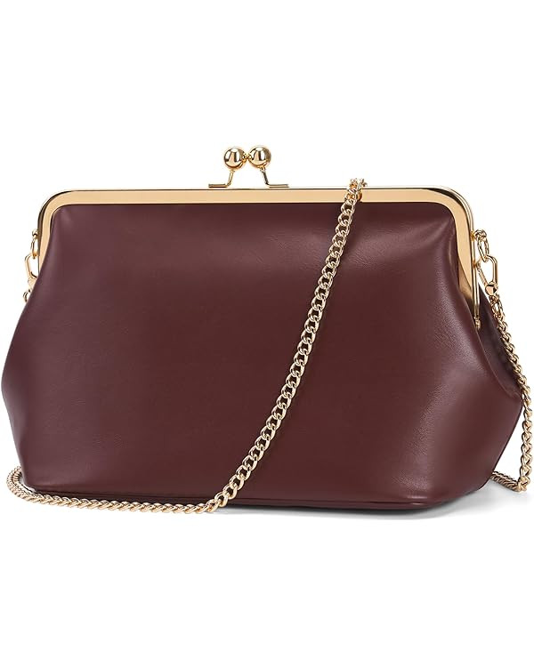 Women's Kiss Lock Crossbody Bag PU Medium Handbags Kiss Clasp Crossbody Shoulder Bags Tote Purse ... | Amazon (US)