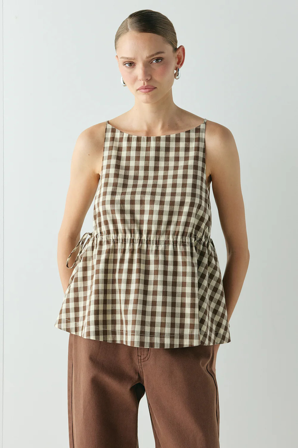 Indi Top Brown Check | VRG Grl