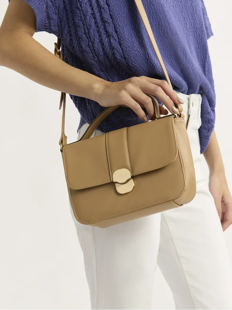 Time and Tru Women's Vida Crossbody Bag, Mocha Splash | Walmart (US)