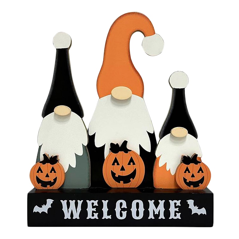Homespun Halloween Welcome Gnomes Table Sign, 10" | At Home