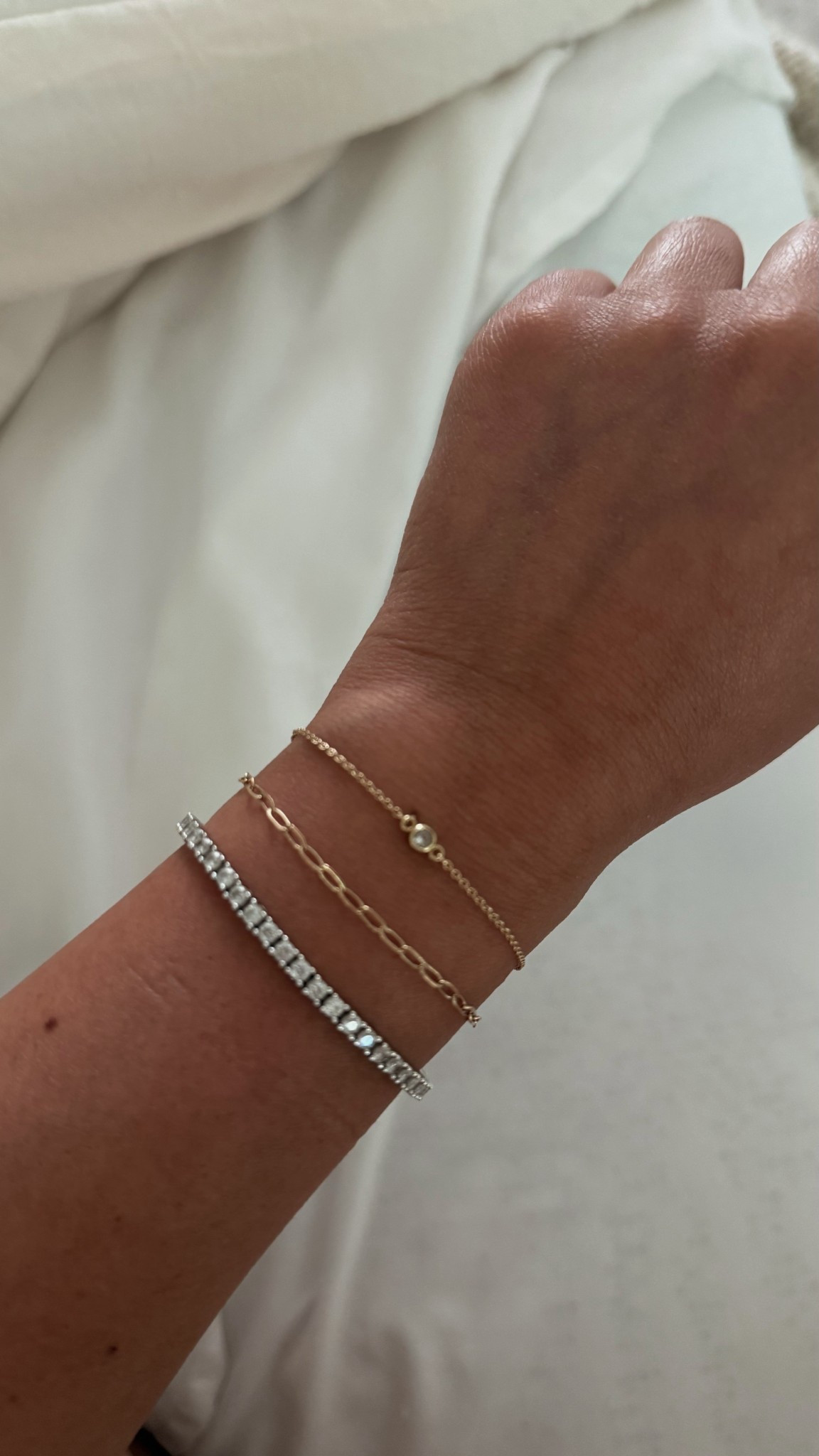 Diamond tennis bracelet 
Reference: color sterling silver 

#LTKootd #LTKU #LTKmomlife