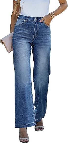 luvamia Wide Leg Jeans for Women High Waisted Baggy 90s Jeans Trendy Distressed Stretchy Denim Pa... | Amazon (US)