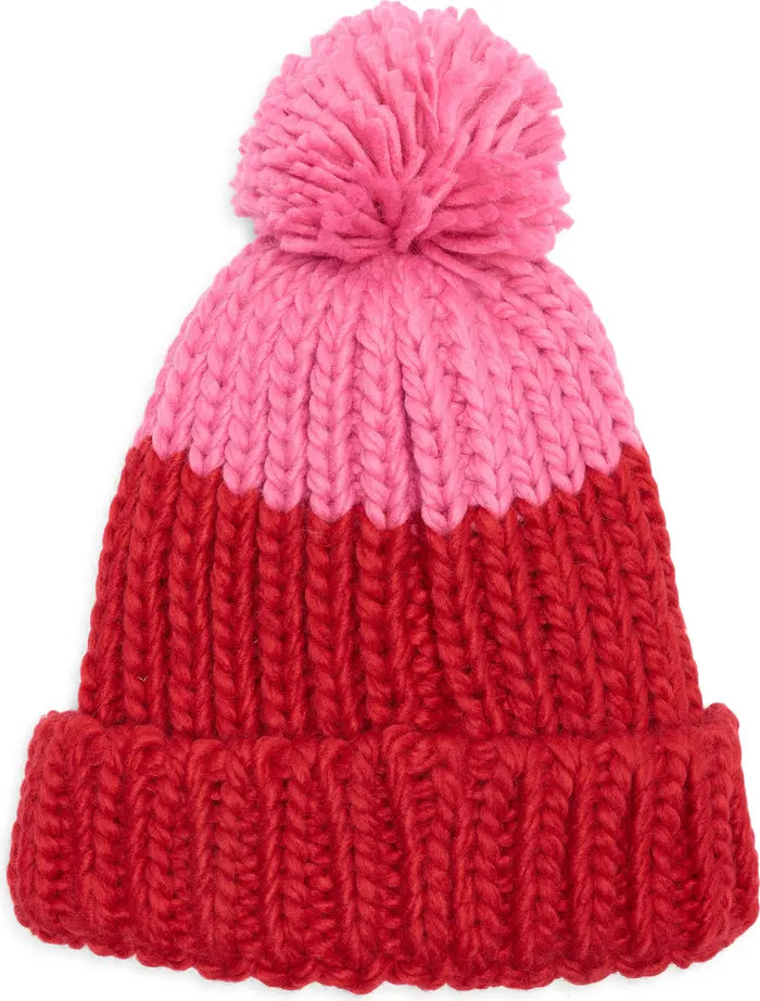 Two-Tone Pompom Beanie | Nordstrom Rack
