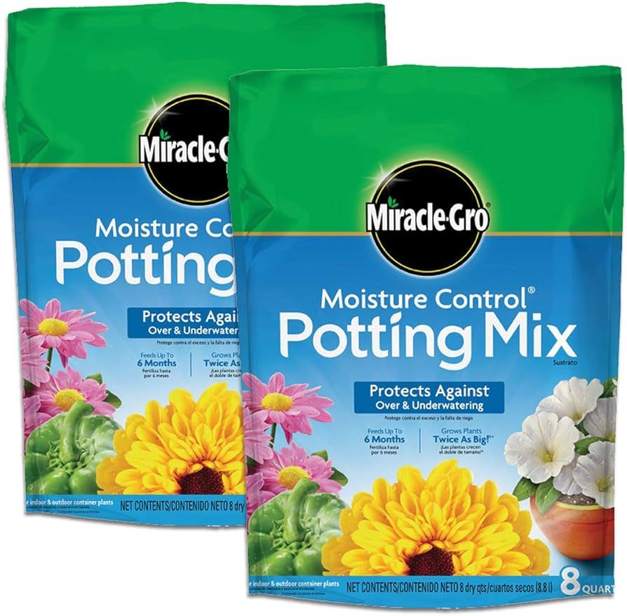 Miracle-Gro Moisture Control Potting Mix 8 qt., Protects Against Over and Under Watering Containe... | Amazon (US)