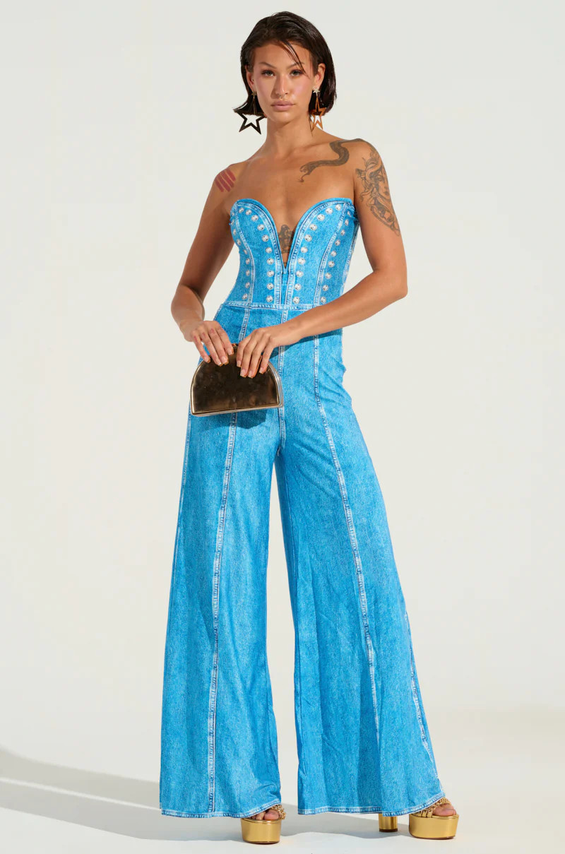 TOUCH ME DENIM JUMPSUIT IN BLUE | AKIRA