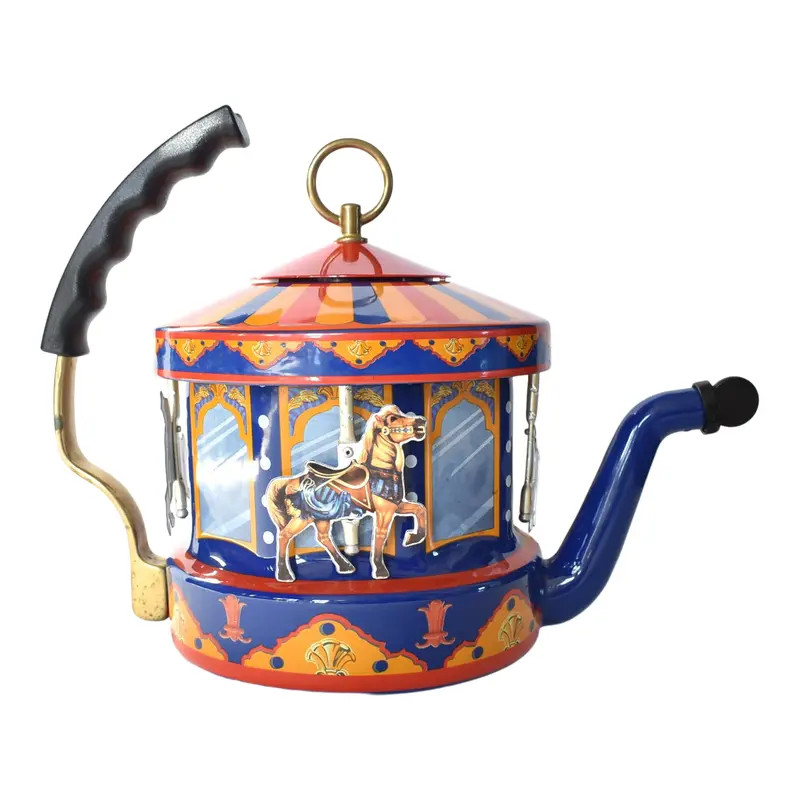 Vintage Kamenstein Carousel World of Motion Tea Kettle | Chairish