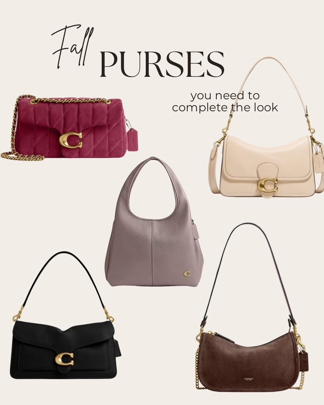 Fall bags are having a moment and these Coach finds are SO good 😍🍂 From rich suede + berry tones to classic black and creamy neutrals, these are the kind of purses that instantly make a simple fall outfit feel put together.

I linked all of my favorites on LTK 🤎 Which one are you picking?

#LTKFallFashion #LTKItBag #LTKFinds #CoachBag #FallStyle #FallAccessories #FallOutfitInspo

#LTKootd #LTKSeasonal #LTKgrwm