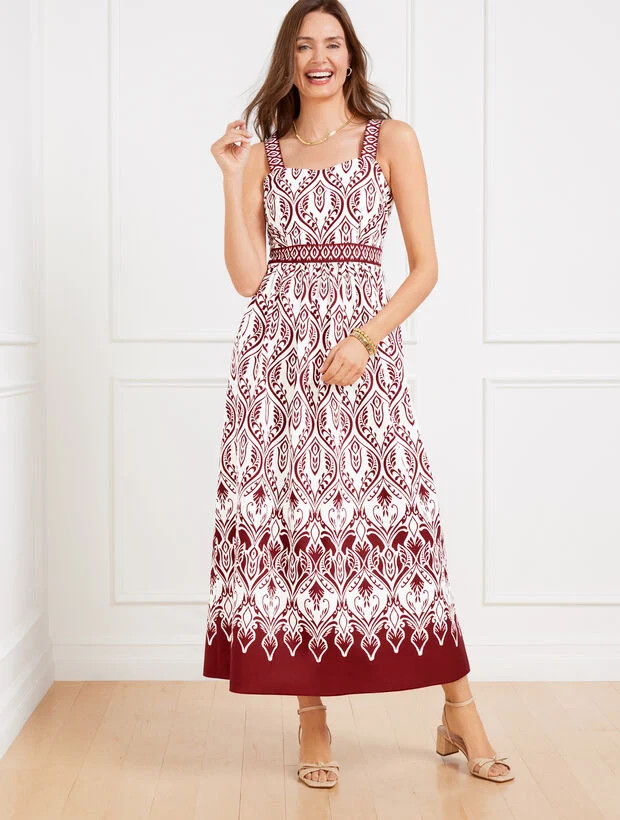 Modern Poplin Fit & Flare Dress - Bohemian Medallion | Talbots