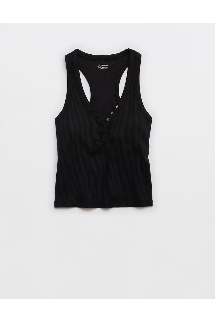 OFFLINE By Aerie Thumbs Up Heavyweight Henley Tank Top Women's True Black S | American Eagle Outfitters (US & CA)