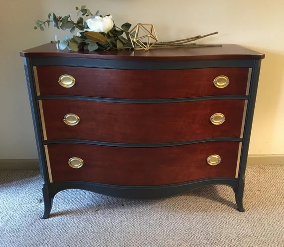 Vintage Mahogany Dresser  Bow Front - Etsy | Etsy (US)