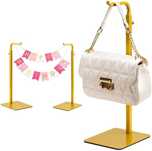 3 Pack Purse Holder Handbag Display Stand: Gold Hanger Rack for Bags, Purses, and Wreath, Adjusta... | Amazon (US)