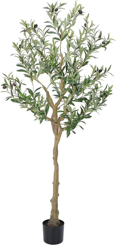 Nafresh Tall Faux Olive Tree，5Ft(60in) Realistic Texture Potted Silk Artificial Olive Tree， F... | Amazon (US)
