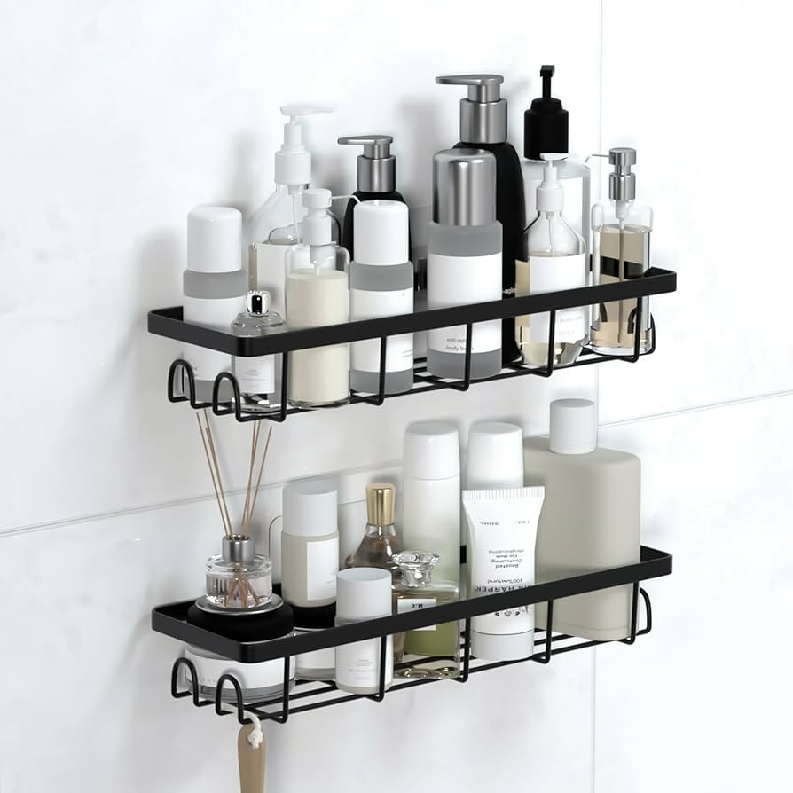 Shower Caddy Organizer with Hooks,Self Adhesive Bathroom Shelves,No Drilling Bathroom Organizers ... | Amazon (US)
