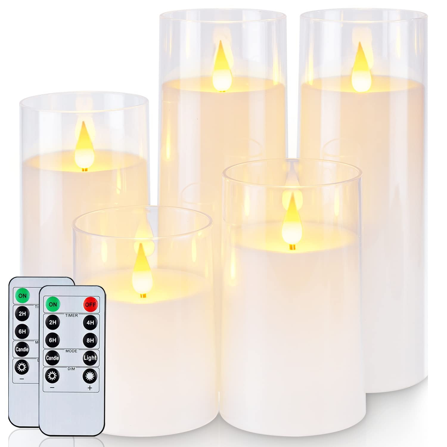 Homemory Pure White Flickering Flameless Candles, Battery Operated Acrylic LED Pillar Candles wit... | Amazon (US)
