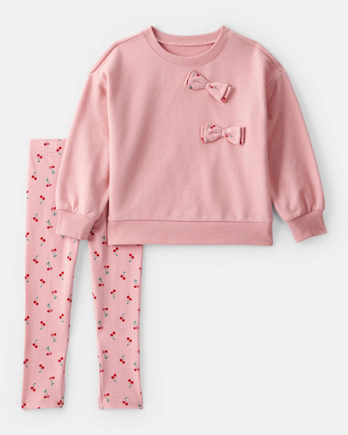 Toddler Girl Cherry Bow French Terry Sweatshirt & Pant Set - Pink | Carter's Inc