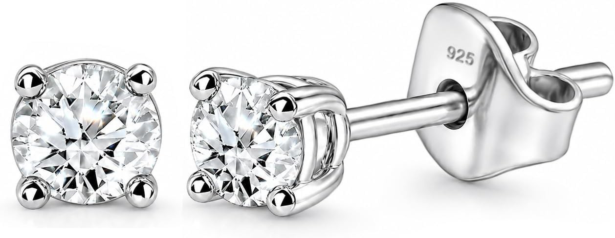 925 Sterling Silver Lab Grown Diamond Stud Earrings for Women | Amazon (US)