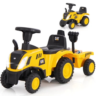 Licensed Caterpillar Kids Ride On Tractor With Removable Trailer Horn & Engine Sounds Led Lights | Wayfair North America