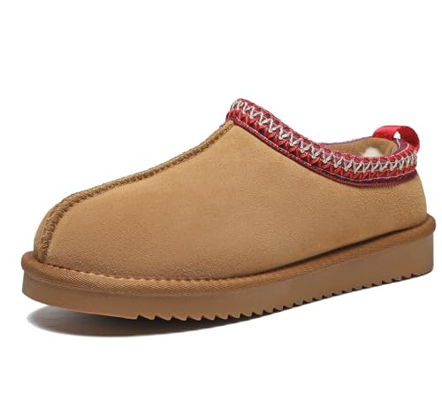 Meik Mangni Women's Slippers Genuine Suede Platform Mini Boots Mens Faux Fur Warm Lining Winter Mules Cozy Warm House Shoes Indoor and Outdoor,Khaki 11 US | Amazon (US)