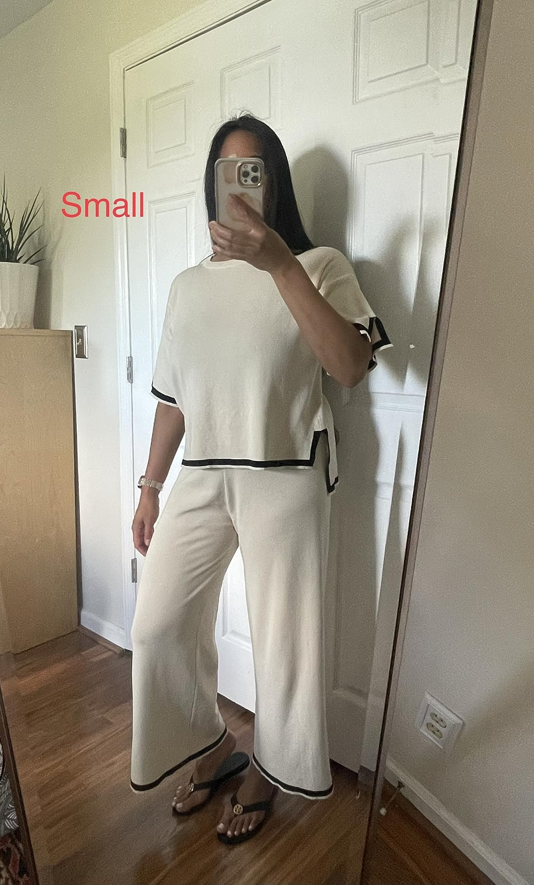 Sweater Sets Women 2 Piece Lounge Sets Short Sleeve Knit Pullover Tops Wide Leg Pants | Amazon (US)