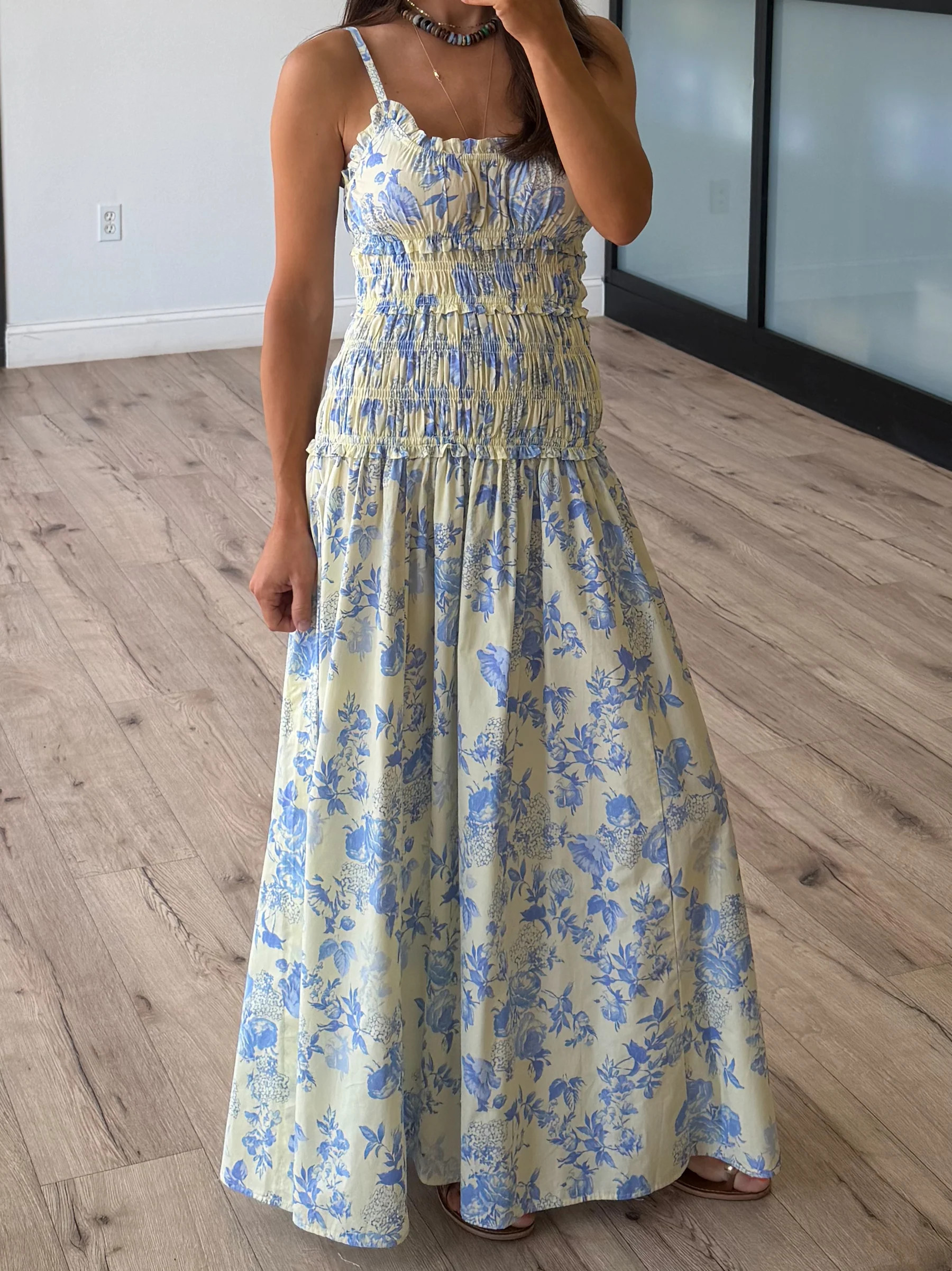 Juliette Smocked Maxi Dress | Blue Haze | Shop Talulah