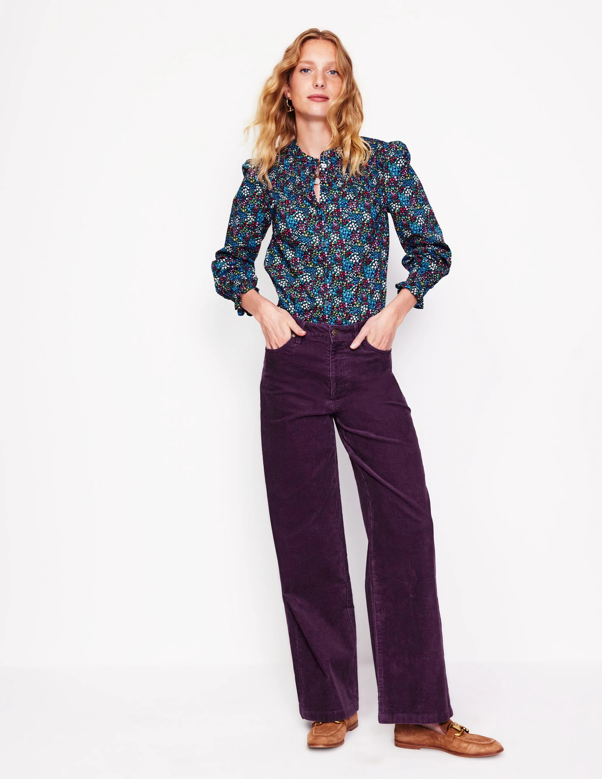5 Pocket Cord Wide Jeans-Damson | Boden (US)