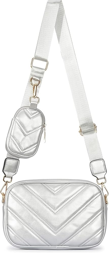 Herald Chevron Quilted Small Crossbody Bag with Coin Purse Pouch, Women Square Camera Side Should... | Amazon (US)