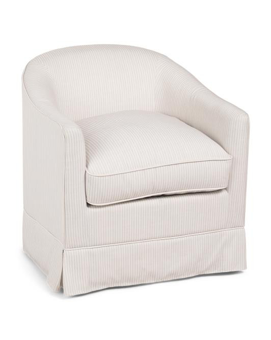 28x27 Scout Striped Swivel Chair With Kick Pleat Skirt | TJ Maxx