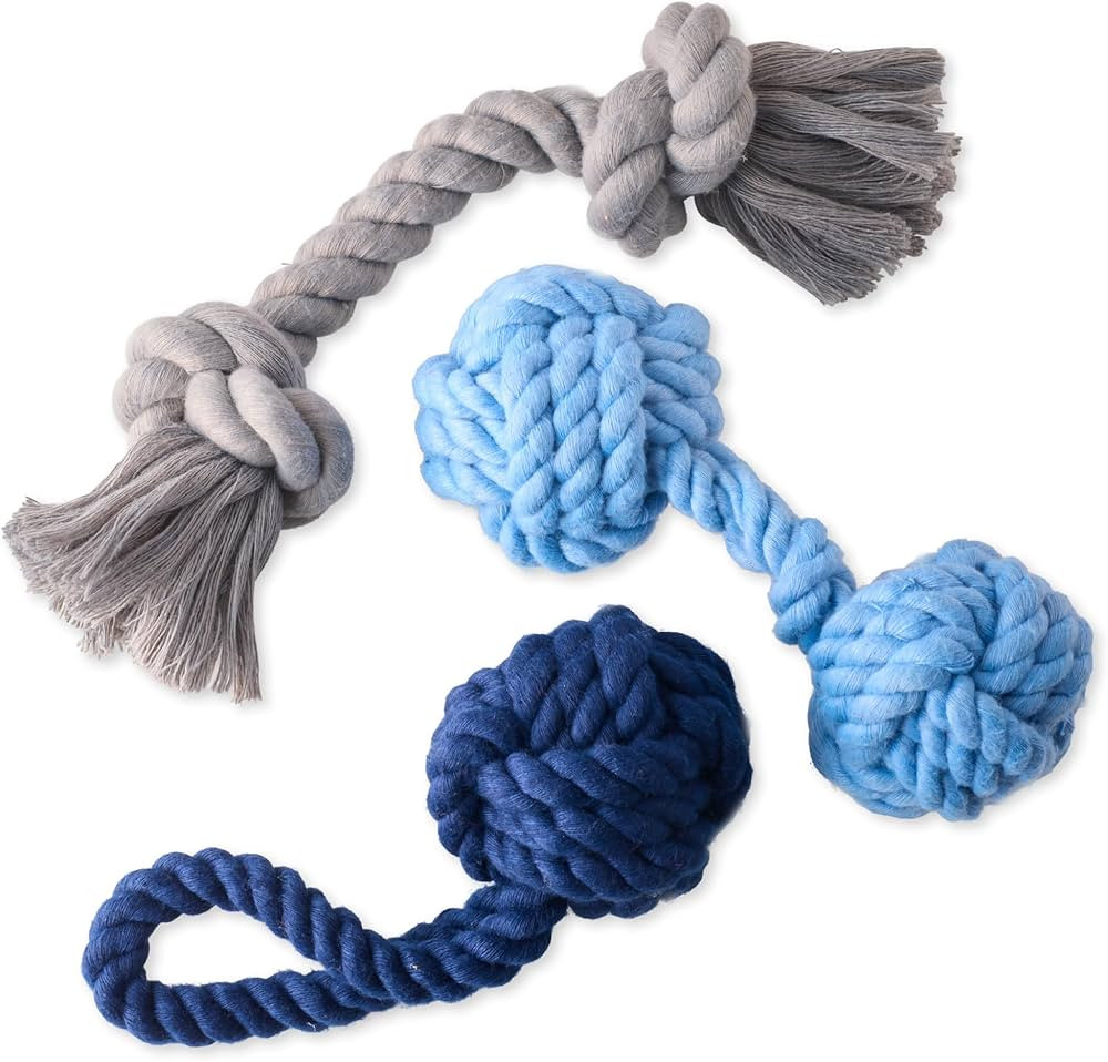 Brady The Rope Tug Toy 3-Pack Organic Cotton Dog Rope Pull Toys for All Pet Breeds, Blue Ombre, O... | Amazon (US)