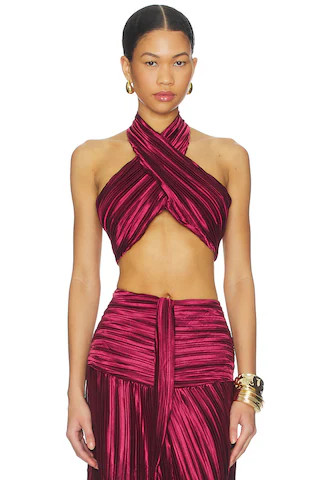 Sonya Moda Joelle Plisse Halter Top in Wine from Revolve.com | Revolve Clothing (Global)