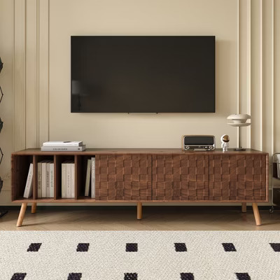 LOVSON 70" Mid-Century Modern TV Stand, Media Console Table for TVs up to 80'', Entertainment Center with 5 Solid Wood Legs for Living Room, Bedroom | Target