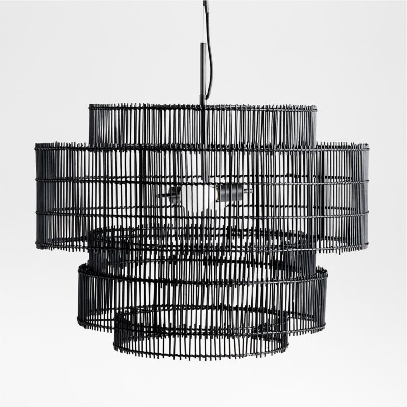 Noon Large Black Wicker Pendant Light by Leanne Ford | Crate & Barrel | Crate & Barrel