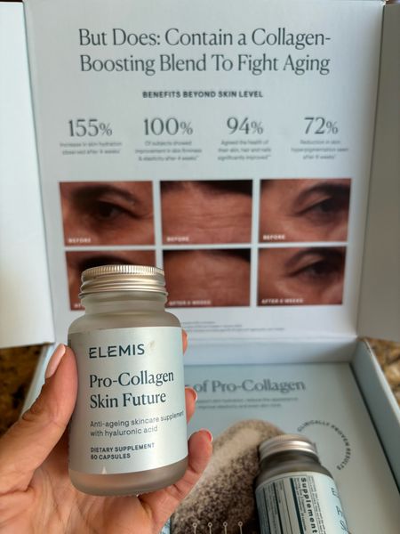 Elemis pro collagen supplement 

This dietary supplement contains a collagen-boosting proprietary blend, full-spectrum molecular weight Hyaluronic Acid, Antioxidant Blend, Zinc and Vitamin A & C to work synergistically from the inside out. 

#LTKover40 #LTKbeauty #LTKstyletip