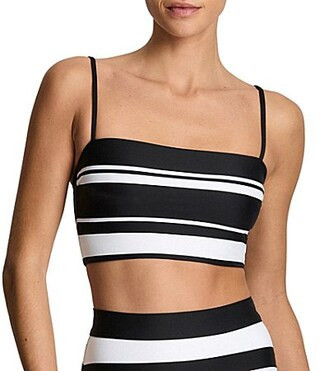 Lauren Ralph Lauren Variegated Stripe Square Neck Longline Bra Bikini Swim Top - 10 | Dillard's
