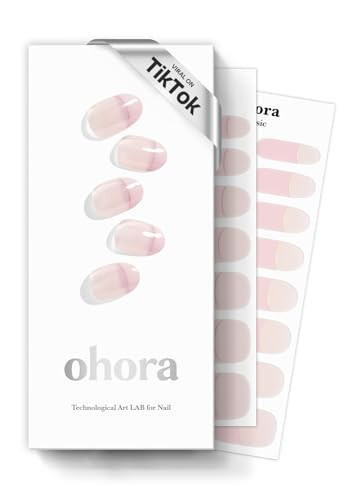 ohora Semi Cured Gel Nail Strips (N Romantic French) - Pink, French, Works with Any UV/LED Lamps, Salon-Quality, Long Lasting, Easy to Apply & Remove - Includes 2 Prep Pads, Nail File & Wooden Stick | Amazon (US)